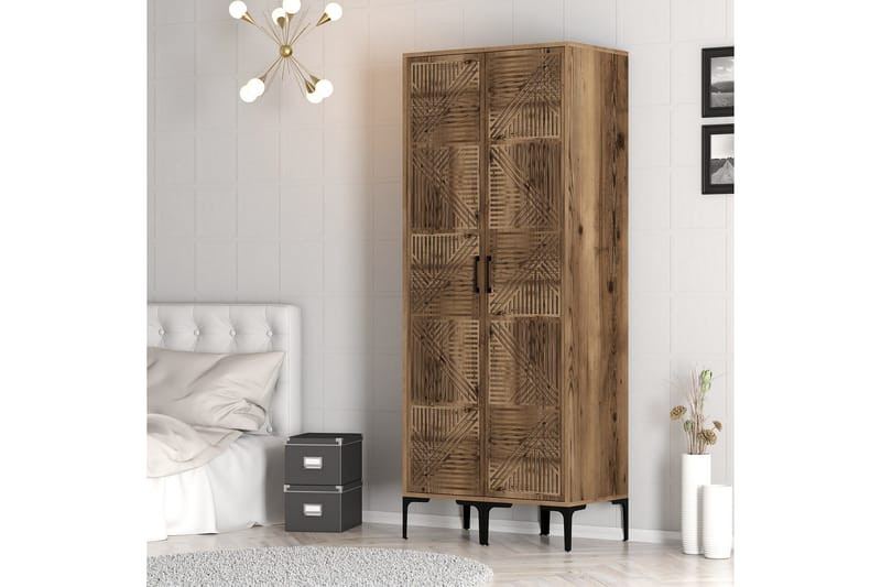 Kumsal Garderobe 80 cm - Valnøtt - Oppbevaring - Garderober & garderobesystem