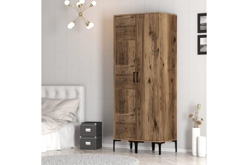 Kumsal Garderobe 80 cm - Valnøtt - Oppbevaring - Garderober & garderobesystem