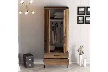 Kumsal Garderobe 80 cm - Valnøtt - Oppbevaring - Garderober & garderobesystem