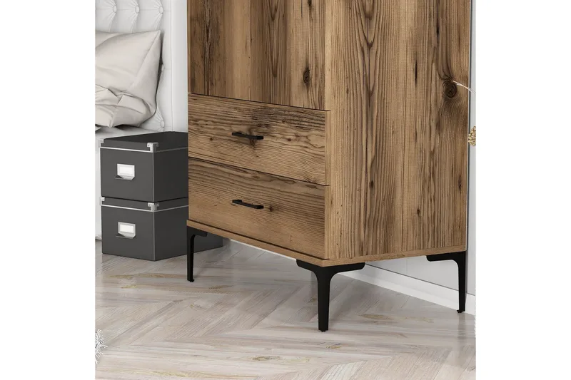 Kumsal Garderobe 80 cm - Valnøtt - Oppbevaring - Garderober & garderobesystem