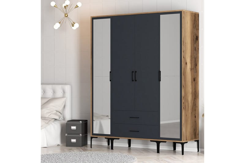 Kumsal Garderobe med Speil - Antrasitt - Oppbevaring - Garderober & garderobesystem