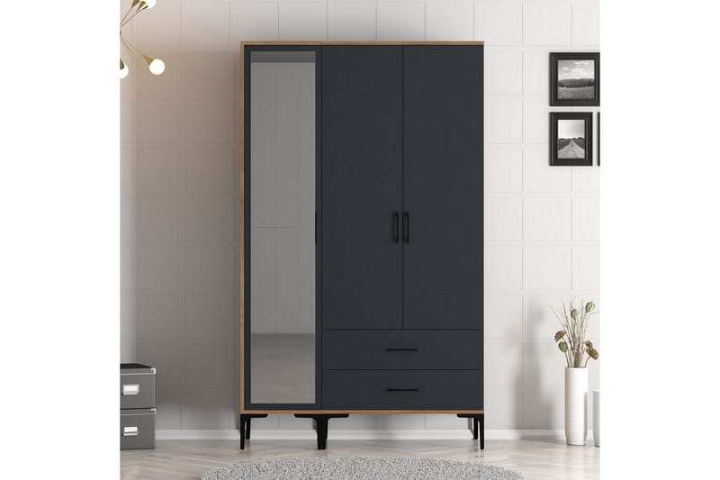 Kumsal Garderobe med Speil - Antrasitt - Oppbevaring - Garderober & garderobesystem