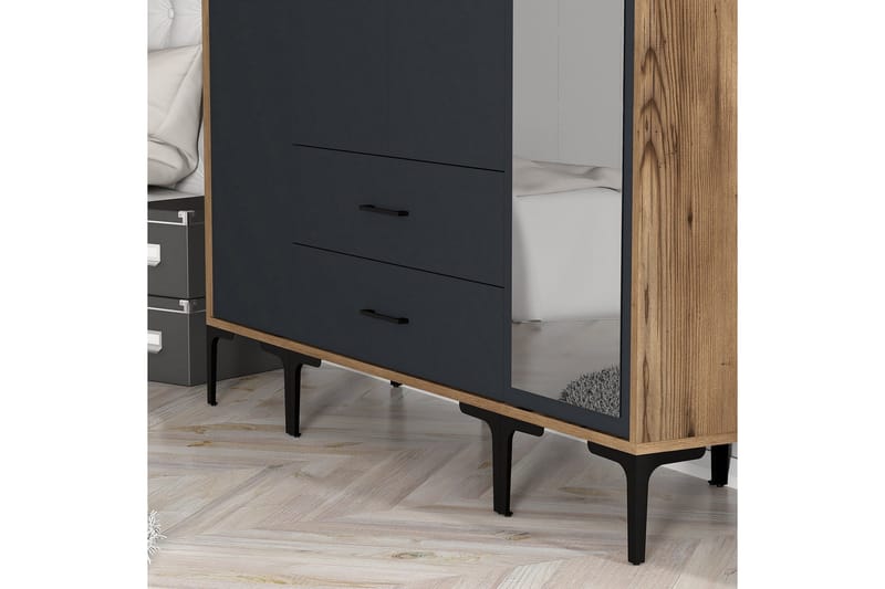 Kumsal Garderobe med Speil - Antrasitt - Oppbevaring - Garderober & garderobesystem