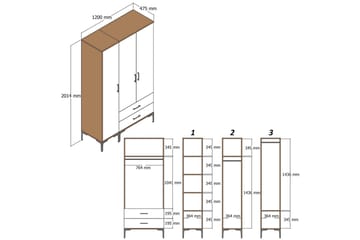 Kumsal Garderobe med Speil - Antrasitt - Oppbevaring - Garderober & garderobesystem