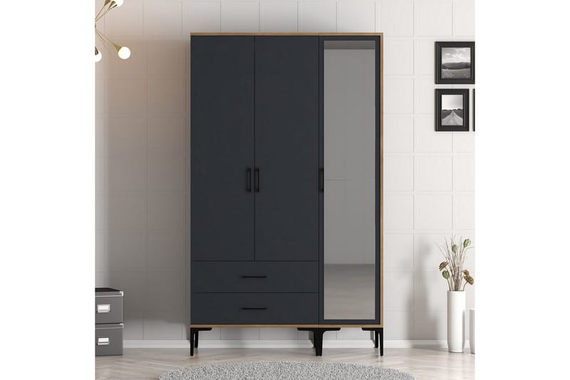 Kumsal Garderobe med Speil - Antrasitt - Oppbevaring - Garderober & garderobesystem