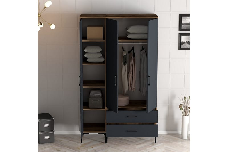 Kumsal Garderobe med Speil - Antrasitt - Oppbevaring - Garderober & garderobesystem