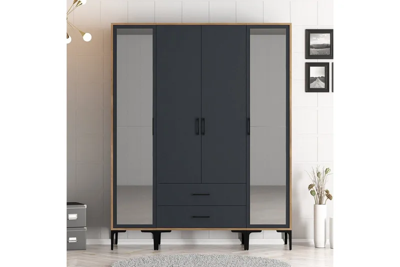 Kumsal Garderobe med Speil - Antrasitt - Oppbevaring - Garderober & garderobesystem