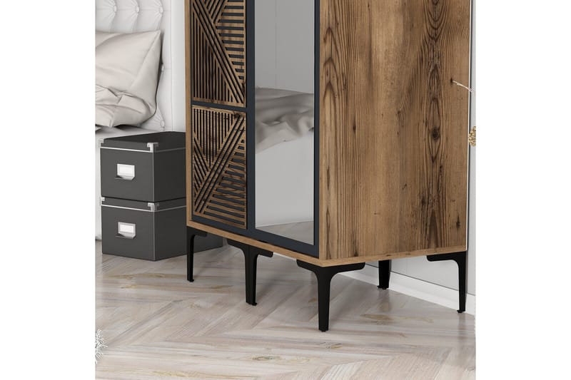 Kumsal Garderobe med Speil - Antrasitt - Oppbevaring - Garderober & garderobesystem