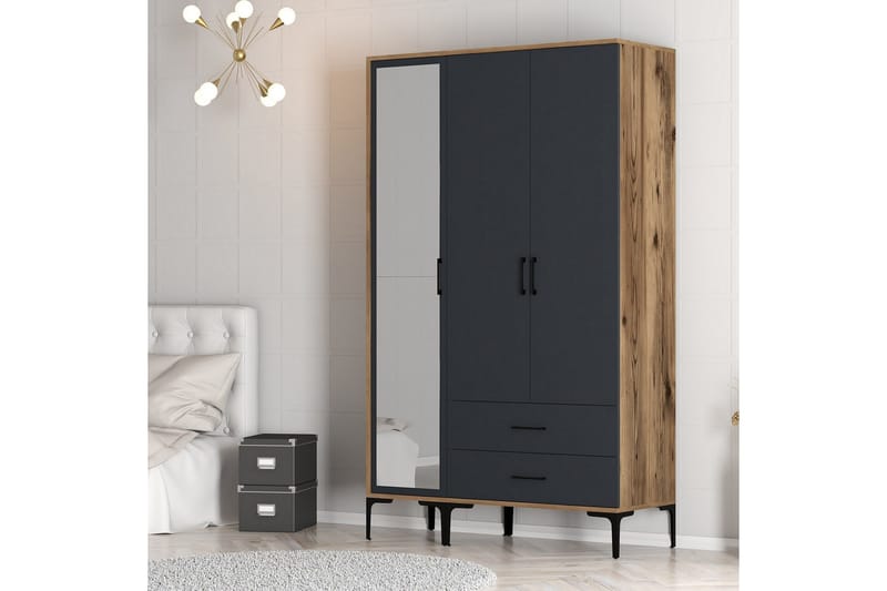 Kumsal Garderobe med Speil - Antrasitt - Oppbevaring - Garderober & garderobesystem