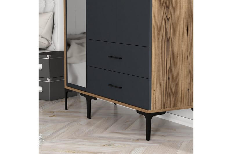 Kumsal Garderobe med Speil - Antrasitt - Oppbevaring - Garderober & garderobesystem