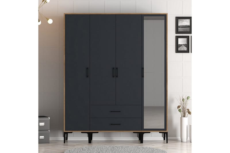 Kumsal Garderobe med Speil - Antrasitt - Oppbevaring - Garderober & garderobesystem