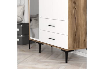 Kumsal Garderobe med Speil - Brun/Hvit - Oppbevaring - Garderober & garderobesystem