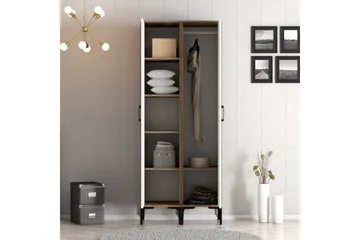 Kumsal Garderobe med Speil - Brun/Hvit - Oppbevaring - Garderober & garderobesystem