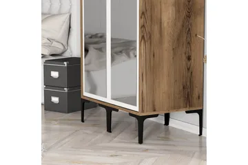 Kumsal Garderobe med Speil - Brun/Hvit - Oppbevaring - Garderober & garderobesystem