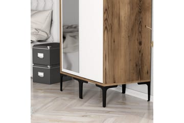 Kumsal Garderobe med Speil - Brun/Hvit - Oppbevaring - Garderober & garderobesystem