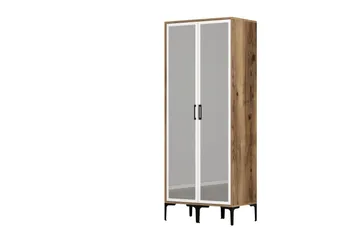 Kumsal Garderobe med Speil - Brun/Hvit - Oppbevaring - Garderober & garderobesystem