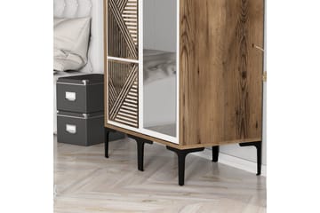 Kumsal Garderobe med Speil - Brun/Hvit - Oppbevaring - Garderober & garderobesystem