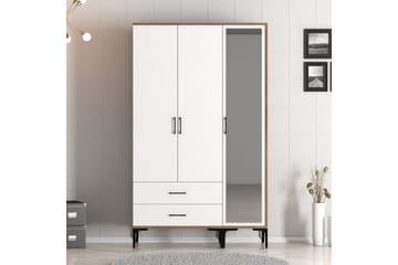 Kumsal Garderobe med Speil - Brun/Hvit - Oppbevaring - Garderober & garderobesystem