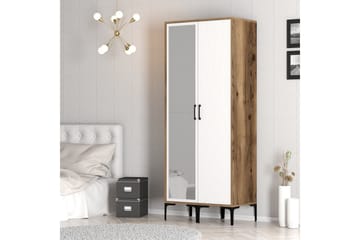 Kumsal Garderobe med Speil - Brun/Hvit - Oppbevaring - Garderober & garderobesystem