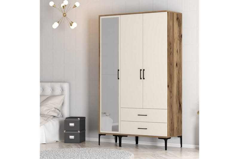 Kumsal Garderobe med Speil - Cream - Oppbevaring - Garderober & garderobesystem
