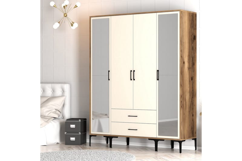 Kumsal Garderobe med Speil - Cream - Oppbevaring - Garderober & garderobesystem