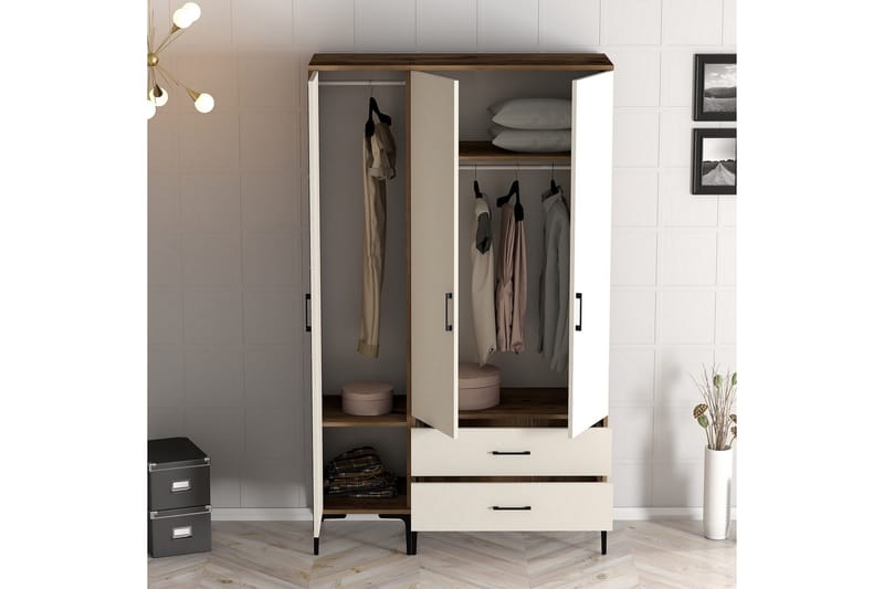 Kumsal Garderobe med Speil - Cream - Oppbevaring - Garderober & garderobesystem