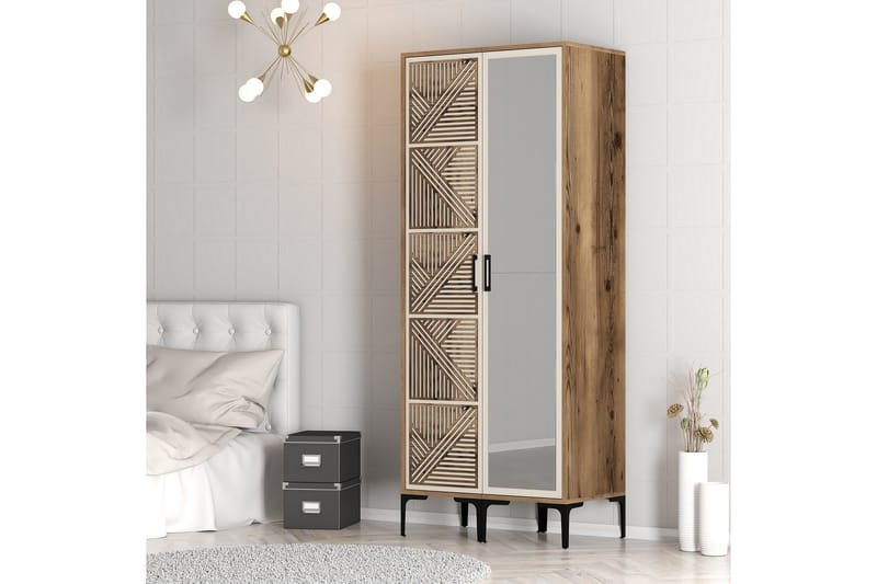 Kumsal Garderobe med Speil - Cream - Oppbevaring - Garderober & garderobesystem