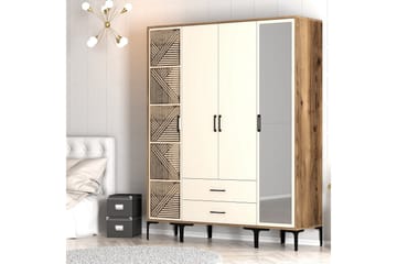 Kumsal Garderobe med Speil - Cream - Oppbevaring - Garderober & garderobesystem