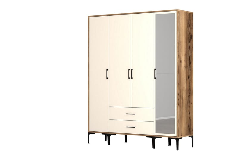 Kumsal Garderobe med Speil - Cream - Oppbevaring - Garderober & garderobesystem