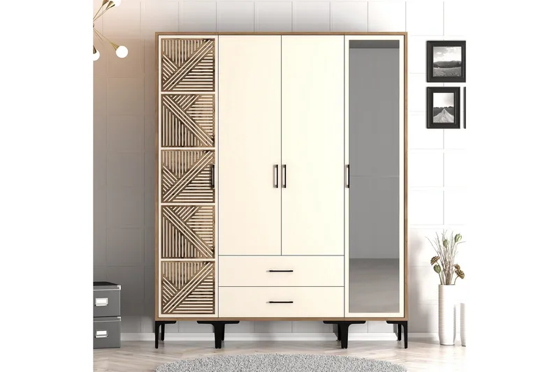 Kumsal Garderobe med Speil, Cream