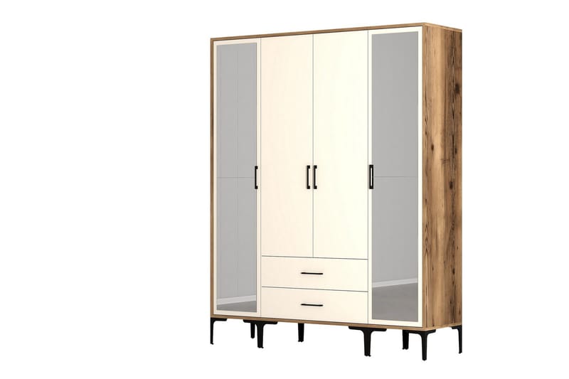Kumsal Garderobe med Speil - Cream - Oppbevaring - Garderober & garderobesystem