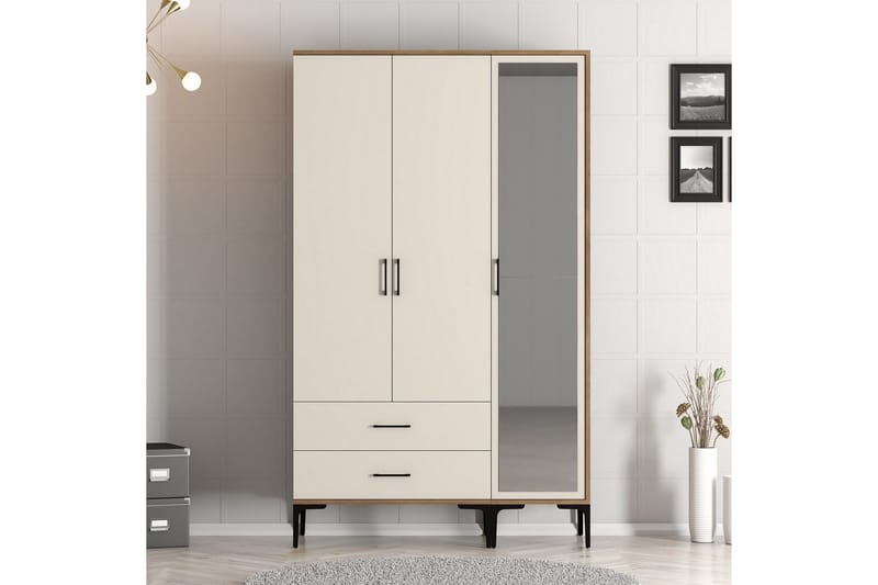 Kumsal Garderobe med Speil - Cream - Oppbevaring - Garderober & garderobesystem