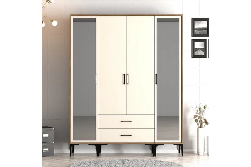 Kumsal Garderobe med Speil, Cream