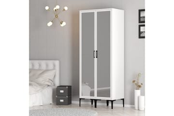 Kumsal Garderobe med Speil - Hvit - Oppbevaring - Garderober & garderobesystem