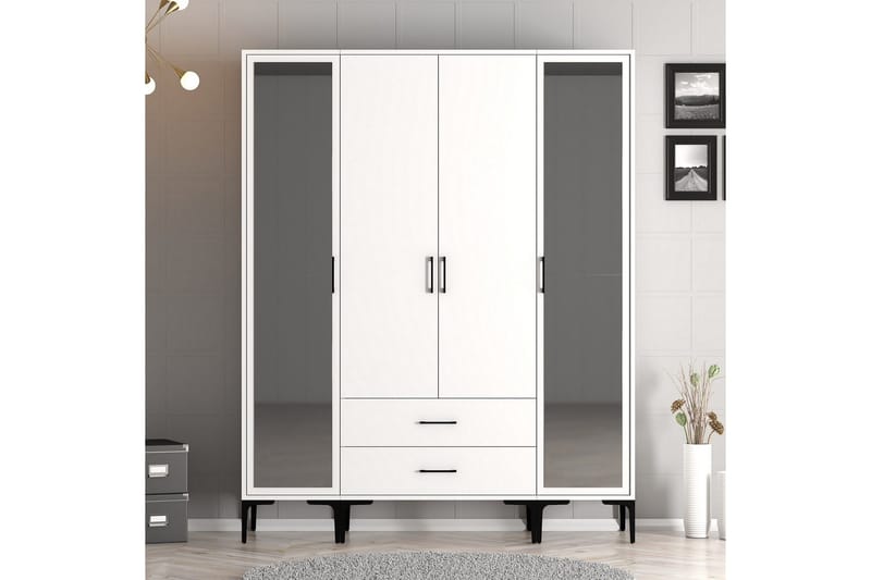 Kumsal Garderobe med Speil, Hvit