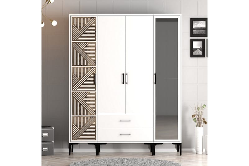 Kumsal Garderobe med Speil, Hvit
