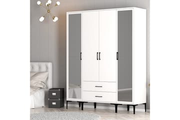 Kumsal Garderobe med Speil - Hvit - Oppbevaring - Garderober & garderobesystem