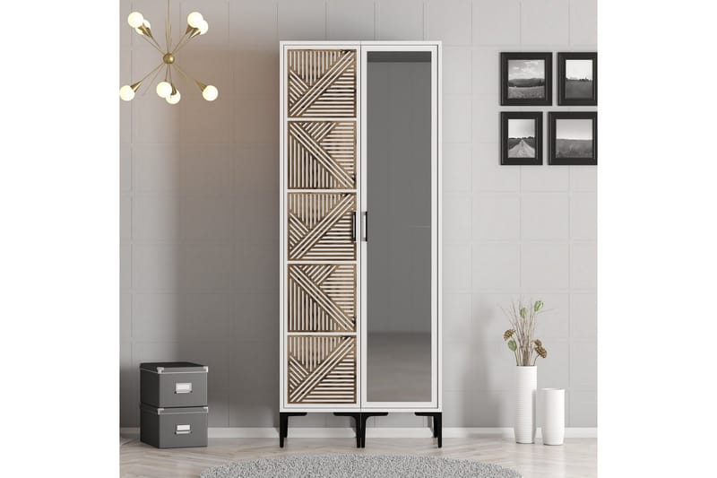 Kumsal Garderobe med Speil, Hvit