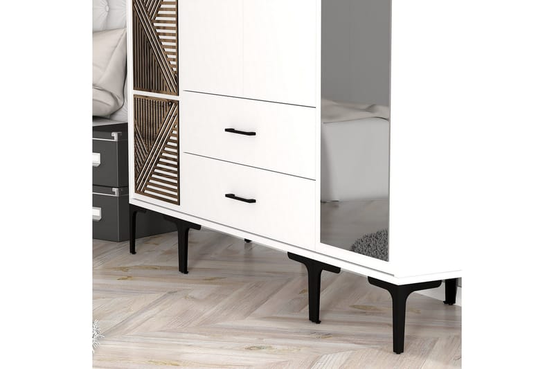 Kumsal Garderobe med Speil - Hvit - Oppbevaring - Garderober & garderobesystem
