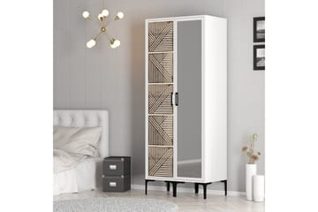 Kumsal Garderobe med Speil - Hvit - Oppbevaring - Garderober & garderobesystem