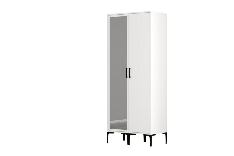 Kumsal Garderobe med Speil - Hvit - Oppbevaring - Garderober & garderobesystem