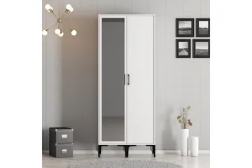 Kumsal Garderobe med Speil - Hvit - Oppbevaring - Garderober & garderobesystem