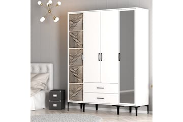 Kumsal Garderobe med Speil - Hvit - Oppbevaring - Garderober & garderobesystem