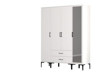 Kumsal Garderobe med Speil - Hvit - Oppbevaring - Garderober & garderobesystem