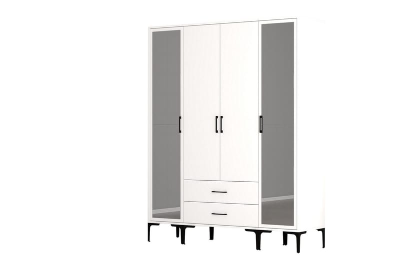 Kumsal Garderobe med Speil - Hvit - Oppbevaring - Garderober & garderobesystem