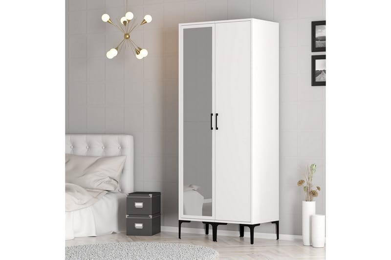 Kumsal Garderobe med Speil, Hvit