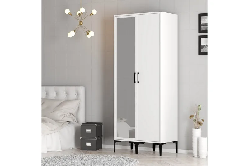 Kumsal Garderobe med Speil, Hvit