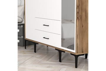 Kumsal Garderobe med Speil - Hvit/Brun - Oppbevaring - Garderober & garderobesystem