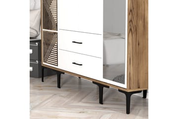 Kumsal Garderobe med Speil - Hvit/Brun - Oppbevaring - Garderober & garderobesystem