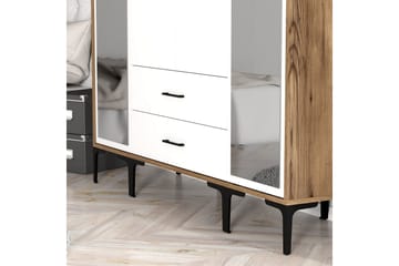Kumsal Garderobe med Speil - Hvit/Brun - Oppbevaring - Garderober & garderobesystem